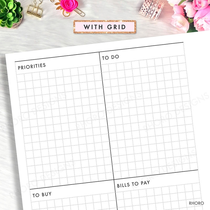 Weekly Grid - Personal Ring / TN Planner Printable Inserts - Image 2