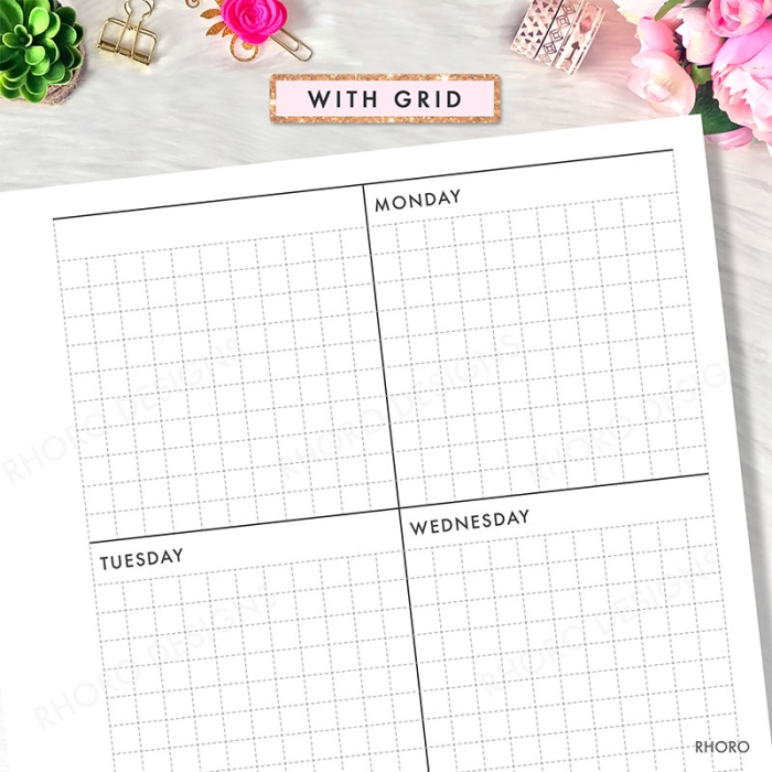 Weekly Grid - Personal Ring / TN Planner Printable Inserts - Image 3