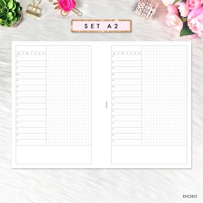 A6 Daily Grid Set A DO1P Ring Planner Inserts Printable | A6 TN - Image 3