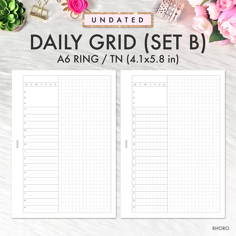 A6 Printable Planner Inserts, A6 Daily Inserts, A6 Daily Inserts, A6  Inserts, A6 Printable, Foxy Fix A6, A6 Planner Inserts, A6 Daily Grid -  Rhoro Designs Planner Insert Printables