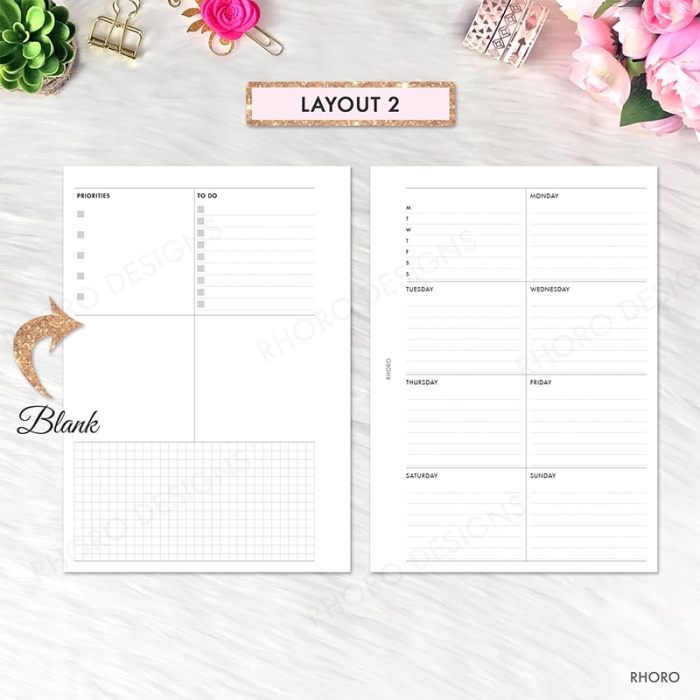 A6 Weekly Dashboard Layout Undated Ring Planner Inserts Printable | A6 TN - Image 3
