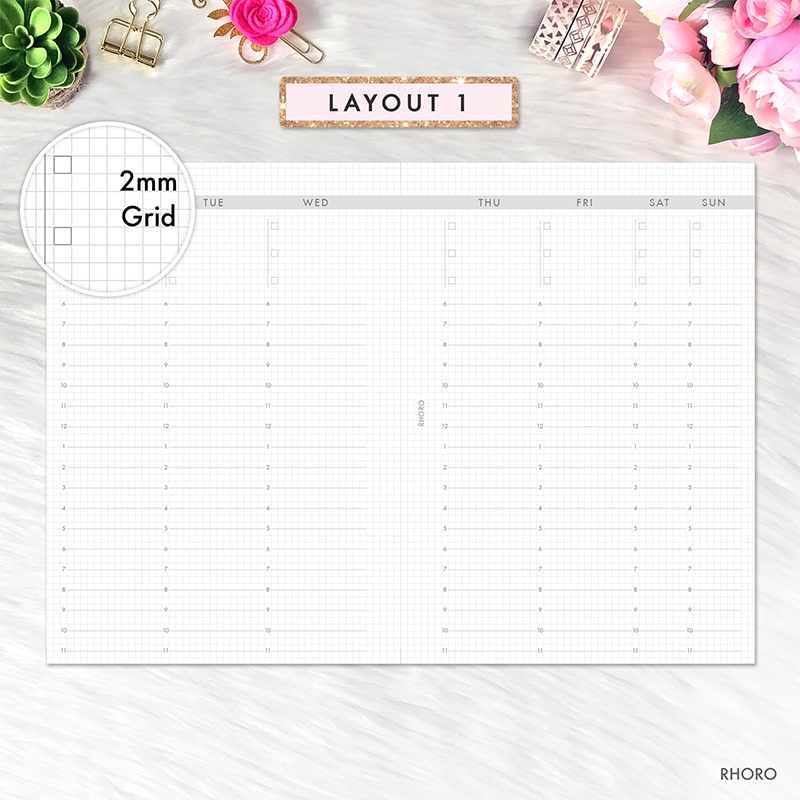 Vertical Column Layout w Dot Grid  ~ Half Letter  5.5 x 8.5 PDF Download Jan-Dec 2022 Dated Weekly Printable Planner Inserts WO2P