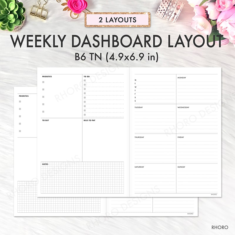 B6 Weekly Printable Weekly Undated B6 Refill B6 Inserts B6 Weekly ...