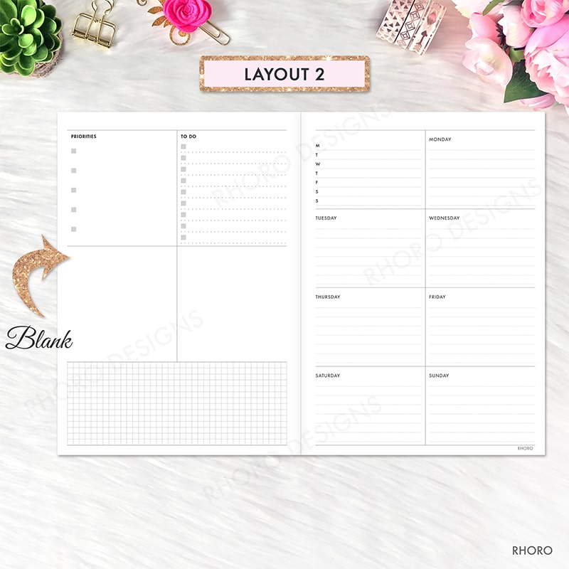 B6 Weekly Printable Weekly Undated B6 Refill B6 Inserts B6 Weekly ...