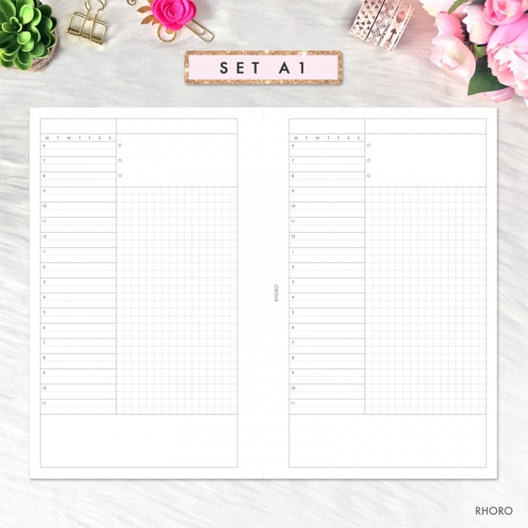 FRANKLIN COVEY Compact Inserts Printable, Daily Grid Set A Inserts