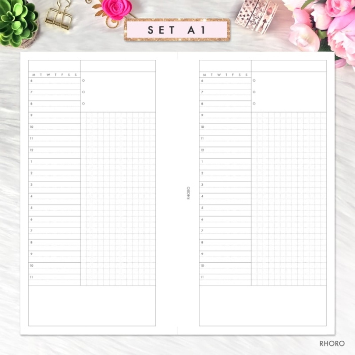 Daily Grid Undated Set A Personal Ring / TN Planner Inserts Printable - Image 2