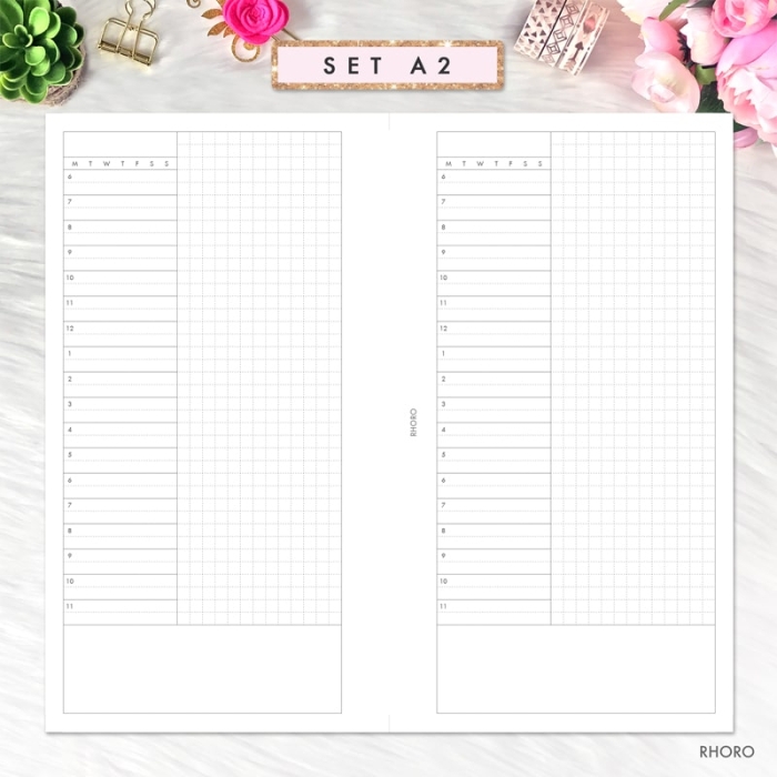 Daily Grid Undated Set A Personal Ring / TN Planner Inserts Printable - Image 3