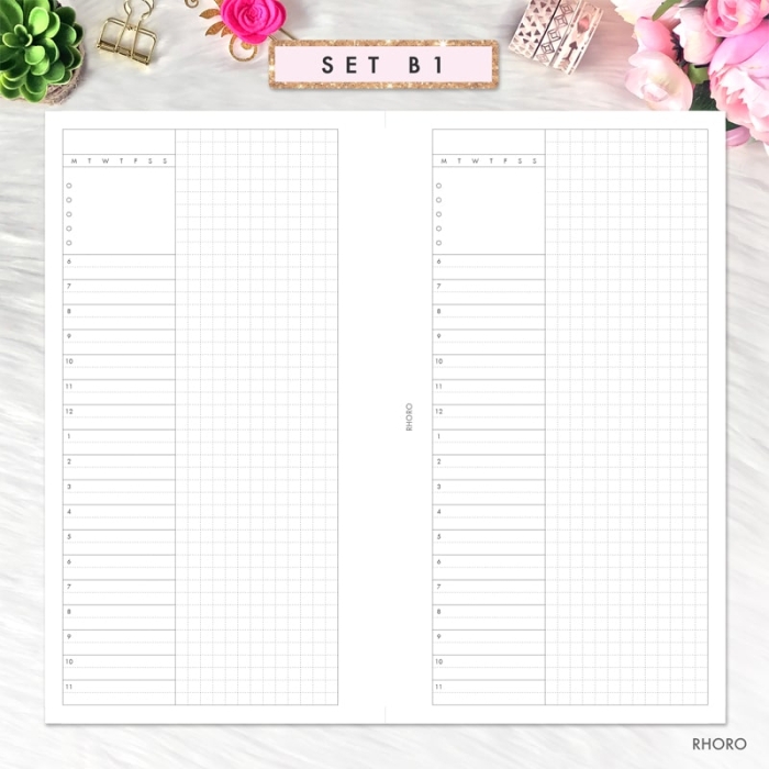 Daily Grid Undated Set B Personal Ring / TN Planner Inserts Printable - Image 2