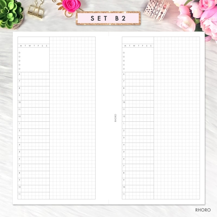 Daily Grid Undated Set B Personal Ring / TN Planner Inserts Printable - Image 3