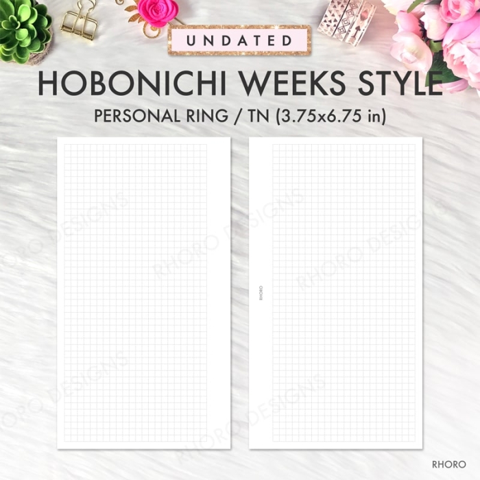 Hobonichi Weeks Style Bundle Monthly Weekly Dashed Grid Personal Ring / TN Planner Inserts Printable - Image 5