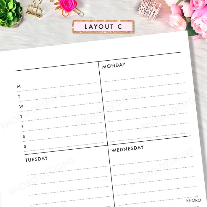 Weekly WO2P Personal Ring / TN Planner Inserts Printable - Image 3