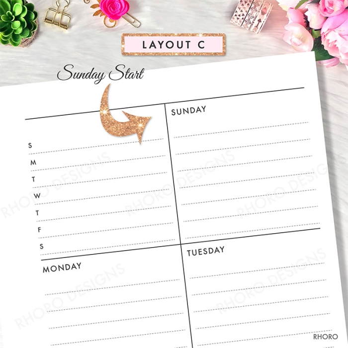 Weekly WO2P Personal Ring / TN Planner Inserts Printable - Image 4
