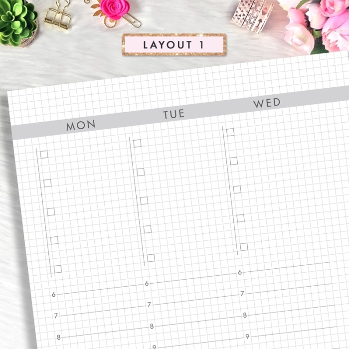 Weekly Vertical on 2 Pages WO2P Personal Ring / TN Planner Inserts Printable - Image 2