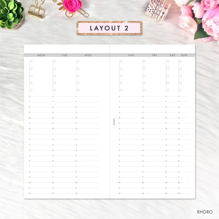 Weekly Vertical on 2 Pages WO2P Personal Ring / TN Planner Inserts Printable - Image 5