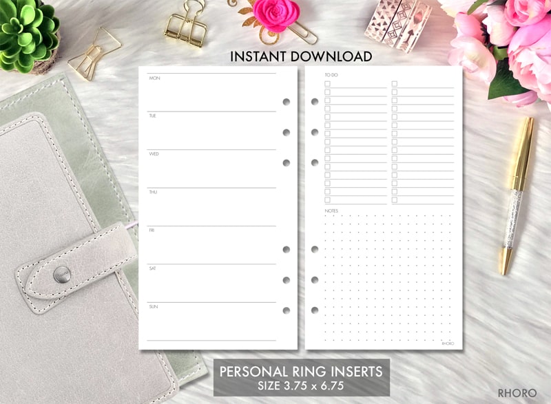 Daily Planner Inserts Personal Size Printable Filofax Undated 