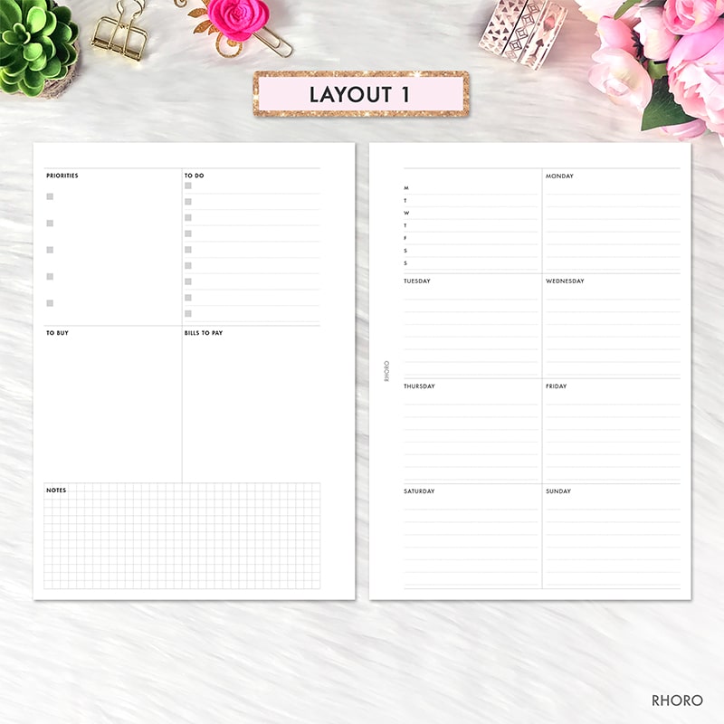 Printable Planner Insert 6 Ring Planner Personal Wide Size PW Subscriptions Tracker