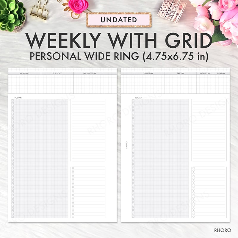 Personal Wide Weekly Insert, Personal Wide Inserts, Personal Wide