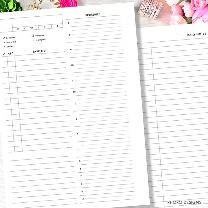Daily On 2 Pages DO2P A5 Planner Inserts Printable Refills PDF Template - Image 3