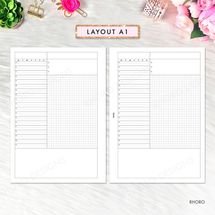 Daily Grid Hourly A5 Planner Inserts Printable Refills PDF Template - Image 2