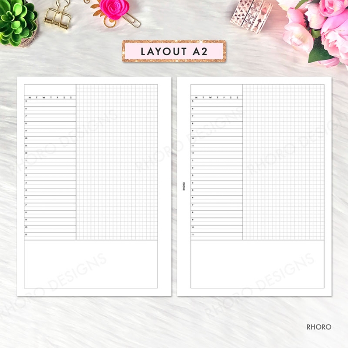 Daily Grid Hourly A5 Planner Inserts Printable Refills PDF Template - Image 3
