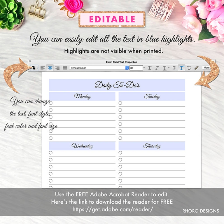 EDITABLE A5 Weekly Planner Printable, A5 Planner Inserts Printable, A5 Weekly Planner Inserts ...