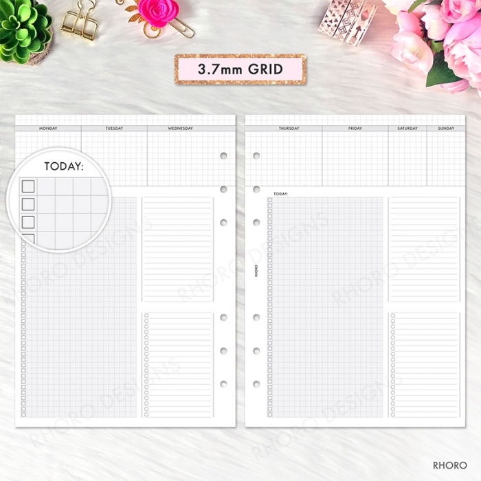 Dutch Door Weekly Grid A5 Planner Inserts Printable Refills PDF Template - Image 2