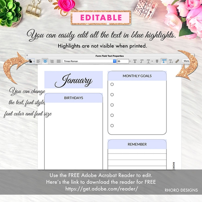 EDITABLE Monthly Dashboard A5 Planner Inserts Printable Refills PDF Template - Image 2