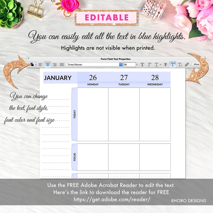 Editable Weekly Encourager Layout A5 Planner Inserts Printable Refills PDF Template - Image 2