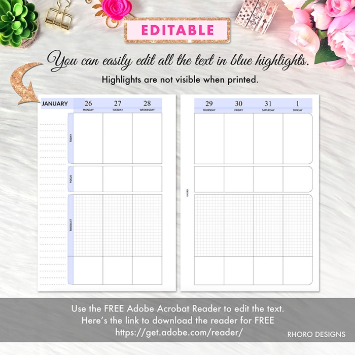Editable Weekly Encourager Layout A5 Planner Inserts Printable Refills PDF Template - Image 3