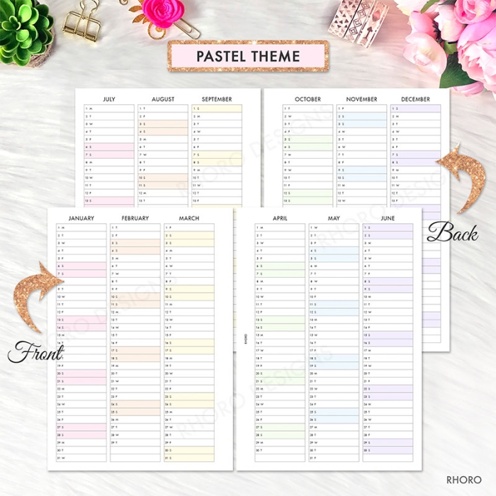 2024 2025 Year At A Glance A5 Planner Inserts Printable Refills PDF Template - Image 3