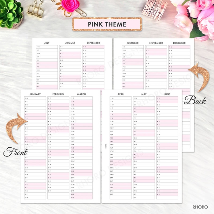 2024 2025 Year At A Glance A5 Planner Inserts Printable Refills PDF Template - Image 4