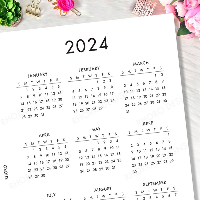 A6 2024 2025 Calendar Ring Planner Inserts Printable | A6 TN - Image 2
