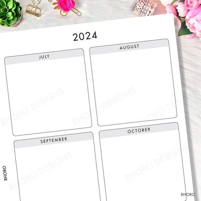 A6 2024 2025 Calendar Ring Planner Inserts Printable | A6 TN - Image 4