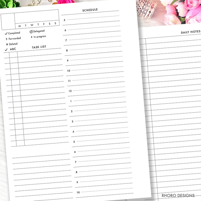 A6 Daily On 2 Pages DO2P Franklin Covey Ring Planner Inserts Printable | A6 TN - Image 3