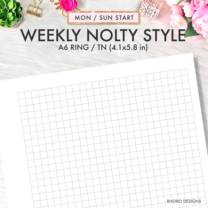 A6 Weekly Nolty Planner Style WO2P Ring Planner Inserts Printable | A6 TN - Image 3