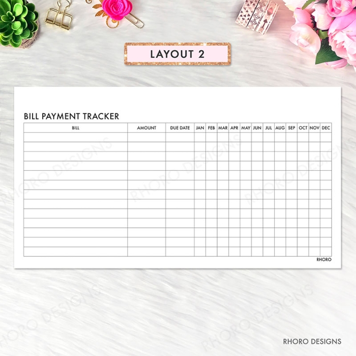 Billing Payment Tracker Log Personal Ring / TN Planner Inserts Printable - Image 3