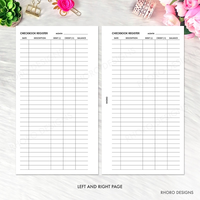 Checkbook Register Tracker Log Personal Ring / TN Planner Inserts Printable - Image 2