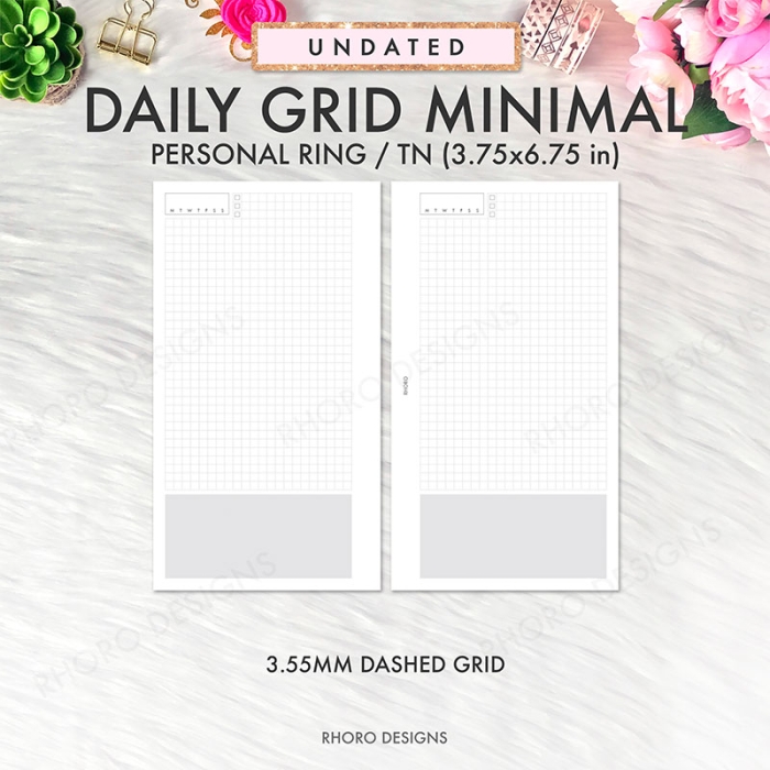 Daily Grid Minimal DO1P Personal Ring / TN Planner Inserts Printable