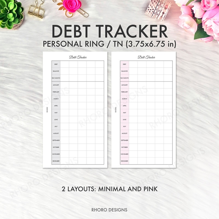 Debt Payment Tracker Personal Ring / TN Planner Inserts Printable