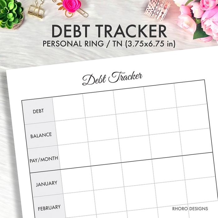 Debt Payment Tracker Personal Ring / TN Planner Inserts Printable - Image 2