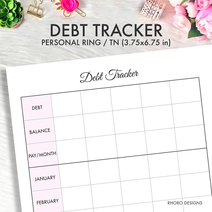 Debt Payment Tracker Personal Ring / TN Planner Inserts Printable - Image 3