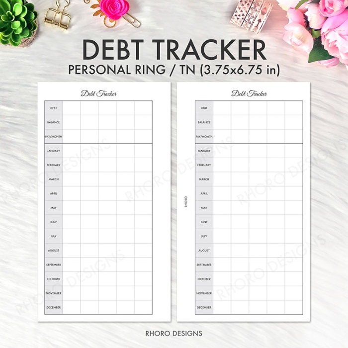 Debt Payment Tracker Personal Ring / TN Planner Inserts Printable - Image 4