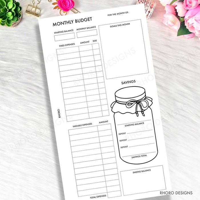 Monthly Budget Finance Tracker Log Personal Ring / TN Planner Inserts Printable - Image 2
