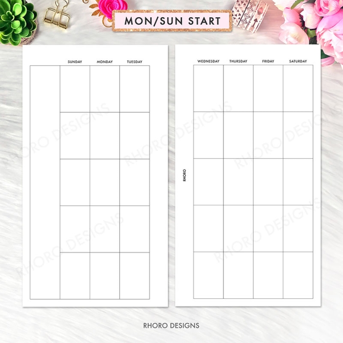 Monthly Calendar Undated MO2P Personal Ring / TN Planner Inserts Printable - Image 3