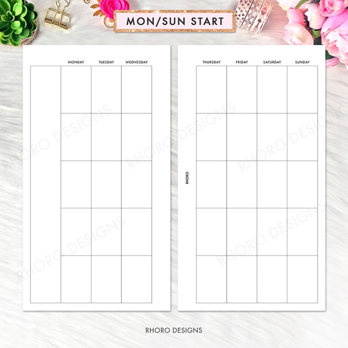 Monthly Calendar Undated MO2P Personal Ring / TN Planner Inserts Printable - Image 4