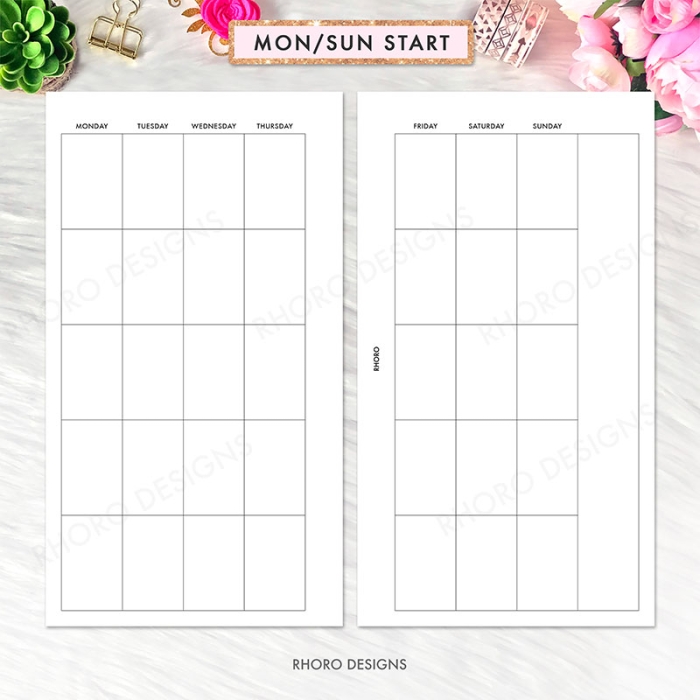 Monthly Calendar Undated MO2P Right Notes Personal Ring / TN Planner Inserts Printable - Image 4