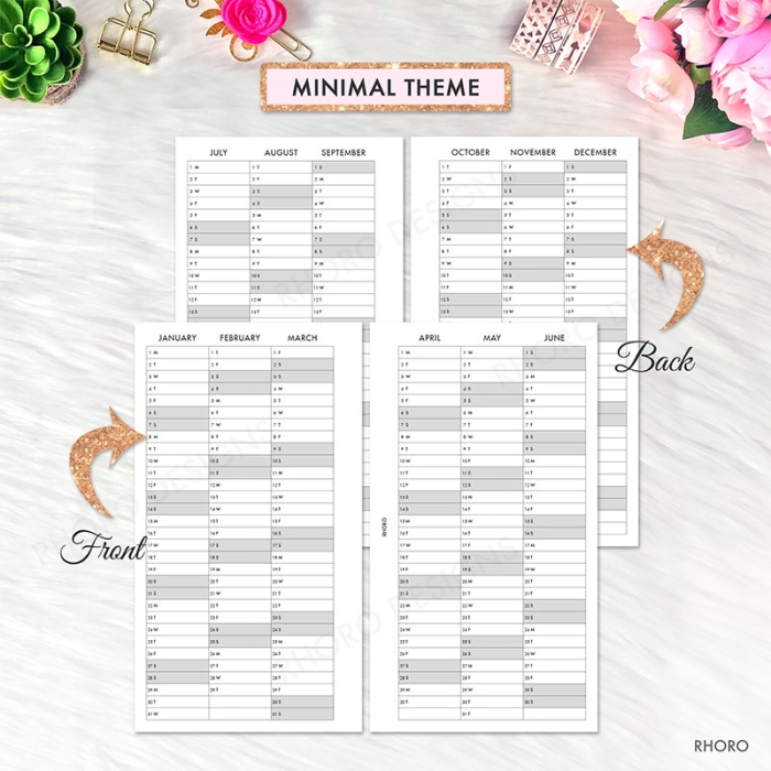 Year At A Glance 2024 2025 Personal Ring / TN Planner Inserts Printable - Image 2