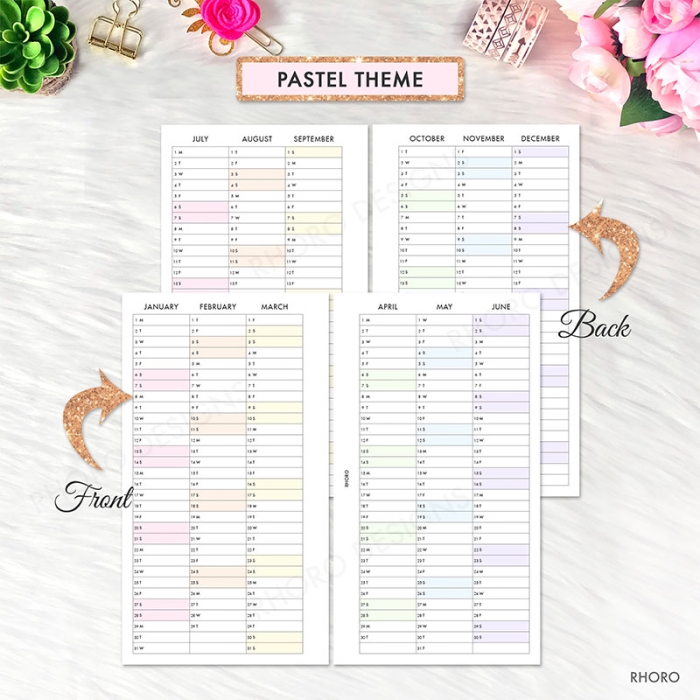 Year At A Glance 2024 2025 Personal Ring / TN Planner Inserts Printable - Image 3